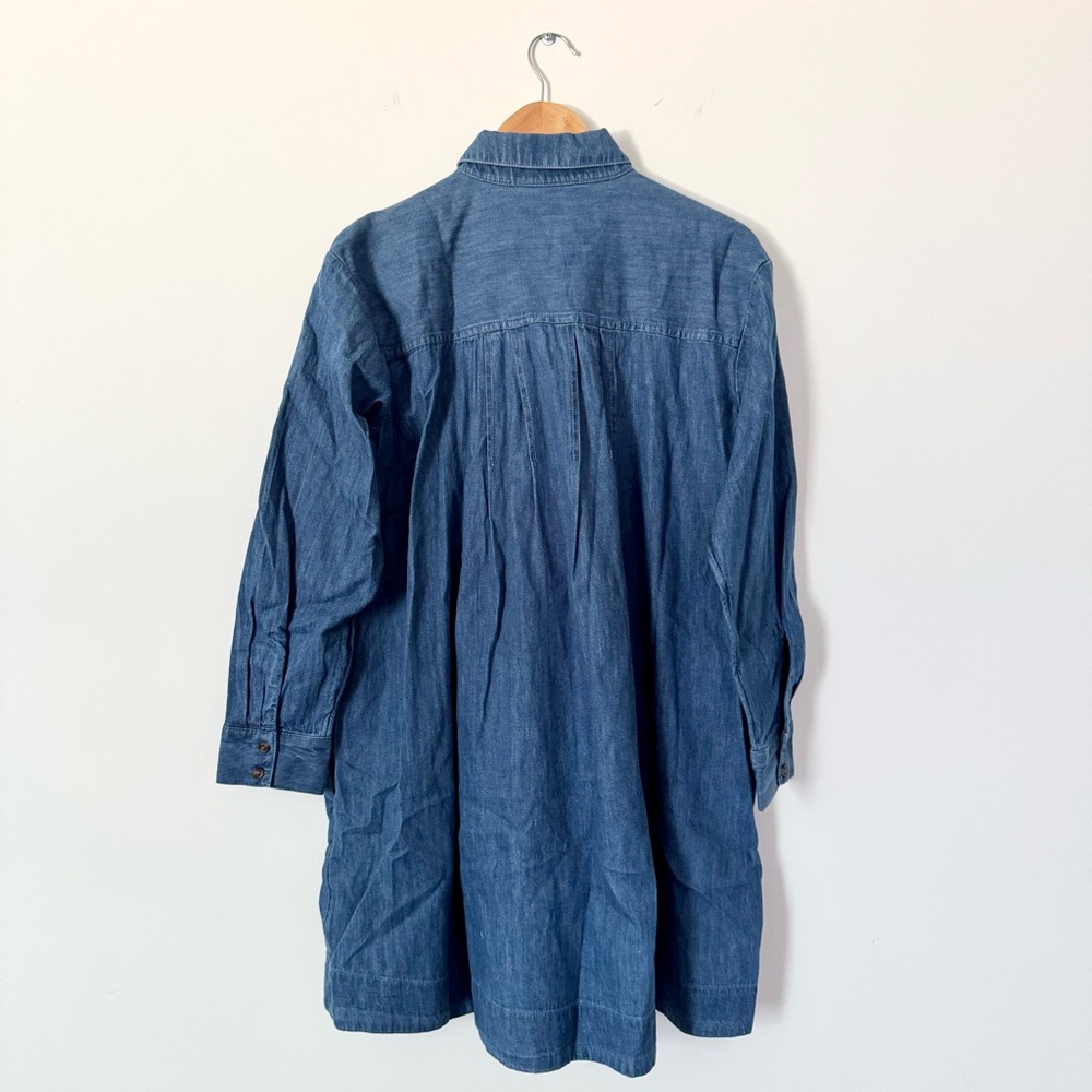 LOFT Denim Pleated Button Front Shirt Dress Size M - Picture 7 of 12